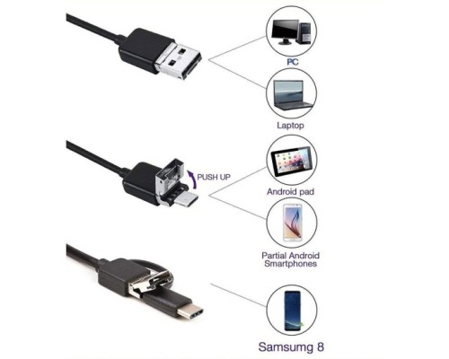 2M Endoskop 3 in 1 Yılan Kamera USB Micro Usb Type-C 2M Sert Kablo 2M Endoskop 3 in 1 Yılan Kamera USB Micro Usb Type-C 2M Sert Kablo