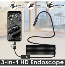 5 M Endoskop 3 in 1 Yılan Kamera USB Micro Usb Type-C  Sert Kablo