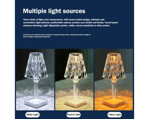 PS-101 Kristal Elmas Led Dokunmatik Ayarlanabilir Işık Şiddeti ve Parlaklık Şarjlı Masa Lambası PS-101 Kristal Elmas Led Dokunmatik Ayarlanabilir Işık Şiddeti ve Parlaklık Şarjlı Masa Lambası