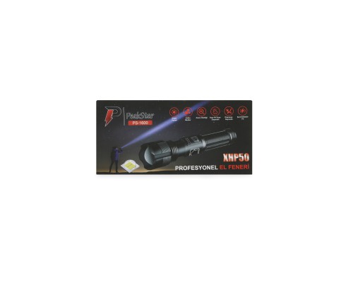 PeakStar Ps-1600 Süper Parlak Led Zoomlu 5 Mod Su Geçirmez Profesyonel Kamp Bekçi Avcı Feneri PeakStar Ps-1600 Süper Parlak Led Zoomlu 5 Mod Su Geçirmez Profesyonel Kamp Bekçi Avcı Feneri