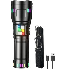 PeakStar PS-2003 Ultra Parlak Su Geçirmez Zoomlu Güçlü 200w 30000 Lümen Şarjlı Bekçi Avcı Kamp El Feneri