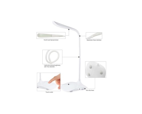 Şarjlı Dokunmatik 14 Led Çalışma Okuma Işığı Flexible Masa Lambası Beyaz Şarjlı Dokunmatik 14 Led Çalışma Okuma Işığı Flexible Masa Lambası Beyaz