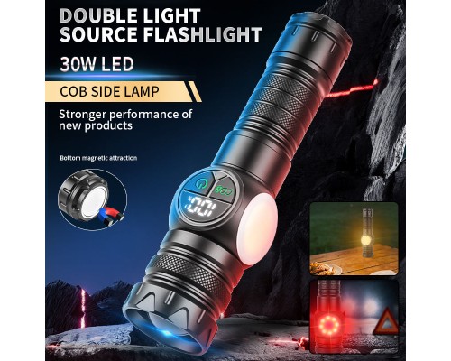 PeakStar PS-8745 Profesyonel Zoomlu 30W  Powerbank Mıknatıslı Avcı Kamp Tamirci Feneri
