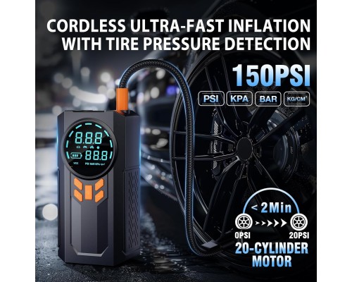 4 in 1 Çok İşlevli 150 PSI 7.4 V 8000 mAh Powerbank Özellikli Hava Oto Kompresörü 4 in 1 Çok İşlevli 150 PSI 7.4 V 8000 mAh Powerbank Özellikli Hava Oto Kompresörü