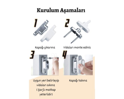 Pencere Emniyet Kilidi Çocuk Hırsız Kilidi Halatlı Pimapen
