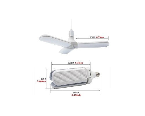 Pervane Ampül 45 W 3 Kollu Katlanır Pervane Led Ampül Tasarruflu Kanatlı Led