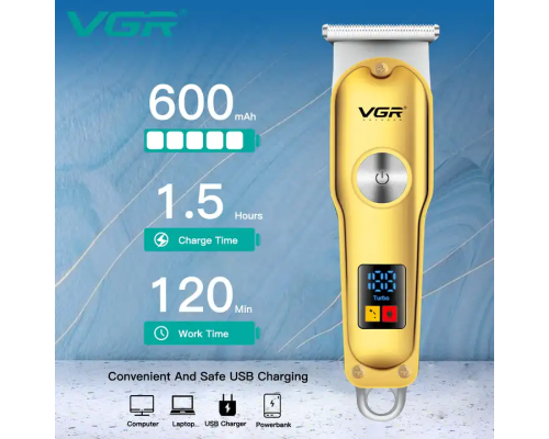 VGR V-290 Altın T Bıçak Sıfır Kesim LCD Ekran Şarjlı Tıraş Makinesi VGR V-290 Altın T Bıçak Sıfır Kesim LCD Ekran Şarjlı Tıraş Makinesi