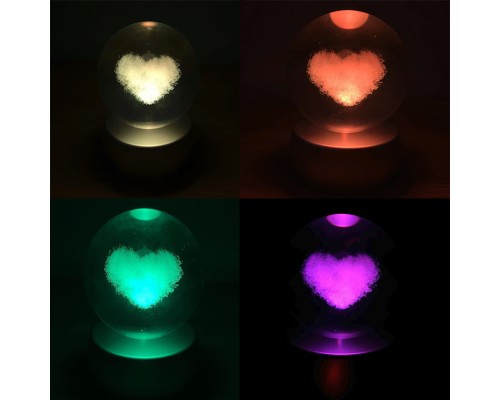 Kalp Tasarımlı Işıklı Cam Küre