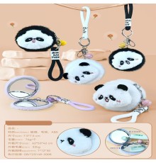 Sevimli Panda Tasarımlı Peluş Anahtarlıklı Ayna