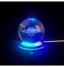 Satürn Gezegen Tasarım Dönen Usb'li Cam Küre