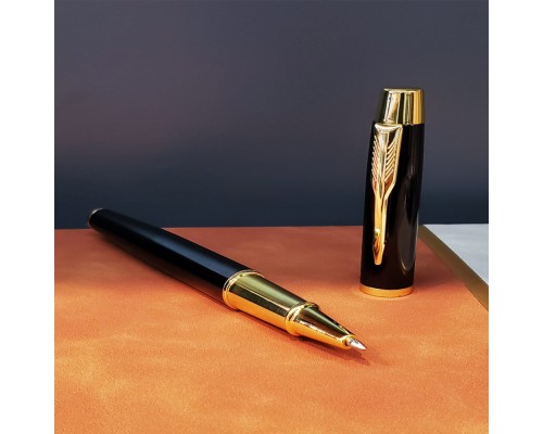 Gold Desen Siyah Deri Defter Kalem Set