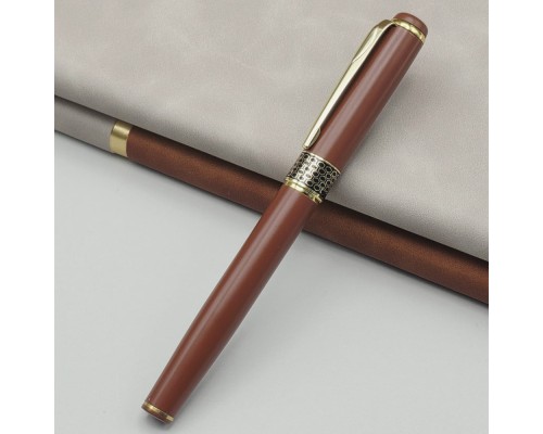 Gold İşlemeli Kahverengi Metal Roller Kalem