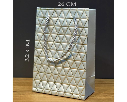 Büyük Boy Gümüş Ve Gold Desenli Karton Çanta