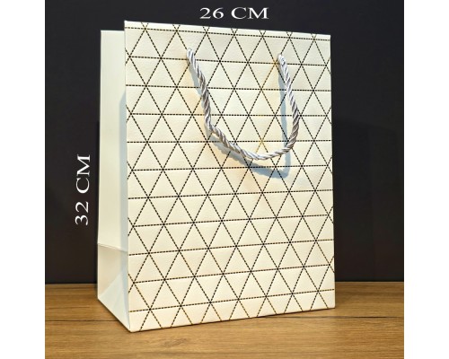 Büyük Boy Beyaz Desenli Hediye Çantası