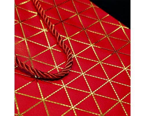 Büyük Boy Kırmızı Gold Desenli Hediye Çantası