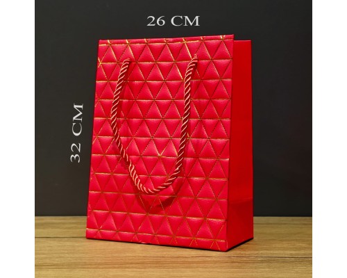 Büyük Boy Kırmızı Gold Desenli Hediye Çantası