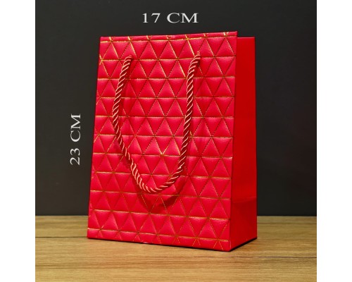 Küçük Boy Kırmızı Gold Renkli Karton Çanta