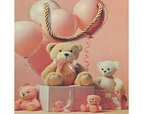 Büyük Boy Sevimli Ayıcıklar Tasarımlı Hediyelik Çanta