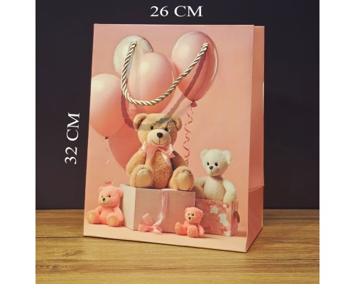 Büyük Boy Sevimli Ayıcıklar Tasarımlı Hediyelik Çanta