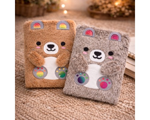 Sevimli Peluş Çizgili Defter