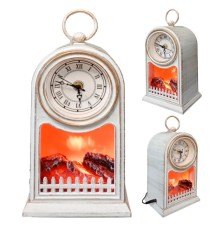 Dekoratif Tasarımlı Led Işıklı Saatli Eskitme Şömine