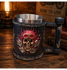 Toptan Kuru Kafa Motorcu Tasarımlı Metal Kupa Bardak