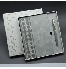 Kutulu Gri Defter Ve Metal Kalem Seti