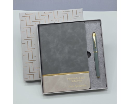 Öğretmenler Gününe Özel Deri Defter Ve Kalem Set
