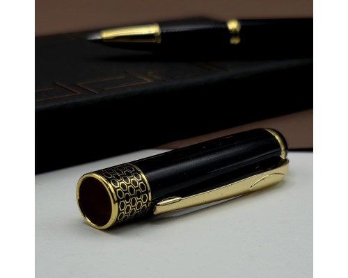 Gold İşlemeli Siyah Metal Roller Kalem
