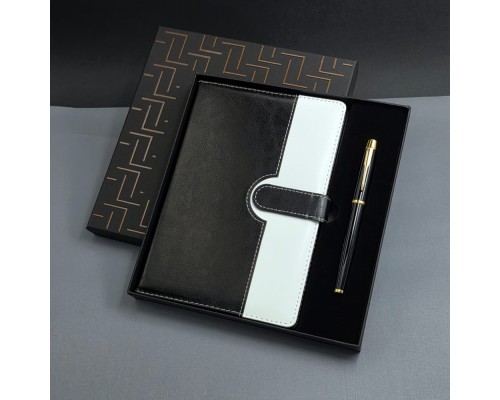 Siyah Beyaz Tarihsiz Ajanda Defter Kalem Seti