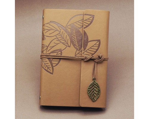 Siyah Yapraklı Deri Defter Ve Kalem Seti