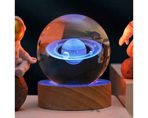 Renk Değiştiren Satürn Gezegen Cam Küre
