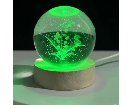 Ahşap Altlıklı Renk Değiştiren Usb li Cam Küre