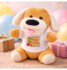 Happy Birthday Tişörtlü Peluş Oyuncak Köpek