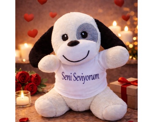 Seni Seviyorum Tişörtlü Sevimli Peluş Köpek