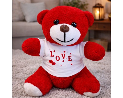 Kırmızı Sevimli Love Tasarımlı Ayıcık