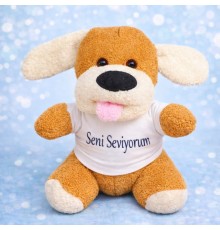 Seni Seviyorum Tişörtlü Sevimli Peluş Oyuncak Köpek
