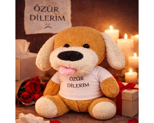 Özür Dilerim Tişörtlü Peluş Oyuncak Köpek