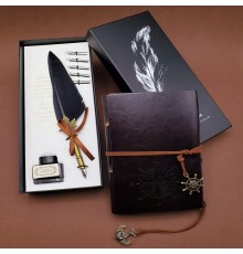 Tüylü Kalem ve Deri Defter Set 646