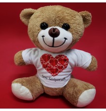 Love Tişörtlü Peluş Ayıcık
