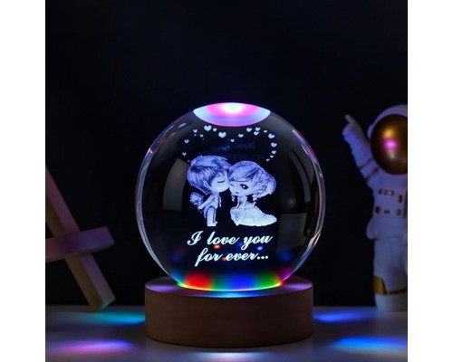 Renk Değiştiren Sevgililer Temalı Cam Küre Ve Işıklı Kristal Anahtarlık