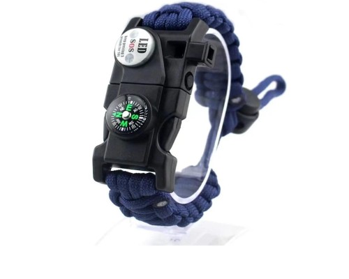 Pusula,Fenerli Yüksek Desibel Düdüklü Hayatta Kalma Kamp Bilekliği - MAVİ