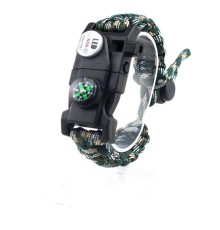 Pusula,Fenerli Yüksek Desibel Düdüklü Hayatta Kalma Kamp Bilekliği - KARIŞIK YEŞİL