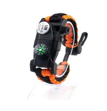 Pusula,Fenerli Yüksek Desibel Düdüklü Hayatta Kalma Kamp Bilekliği - TURUNCU