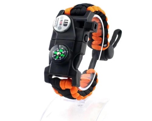 Pusula,Fenerli Yüksek Desibel Düdüklü Hayatta Kalma Kamp Bilekliği - TURUNCU