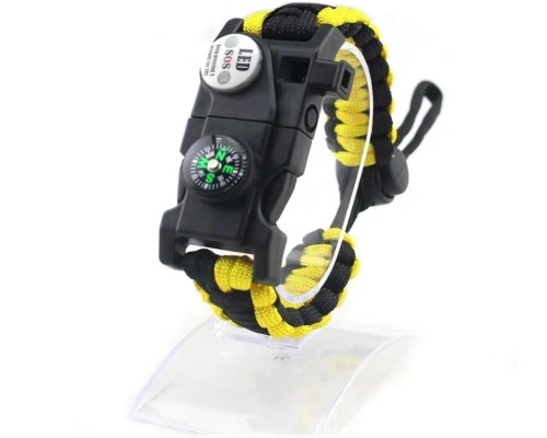 Pusula,Fenerli Yüksek Desibel Düdüklü Hayatta Kalma Kamp Bilekliği - SARI