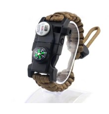 Pusula,Fenerli Yüksek Desibel Düdüklü Hayatta Kalma Kamp Bilekliği - KAHVERENGİ