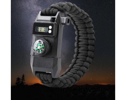 Paracord Dijital Saat Düdük Hayatta Kalma Kamp Bilekliği