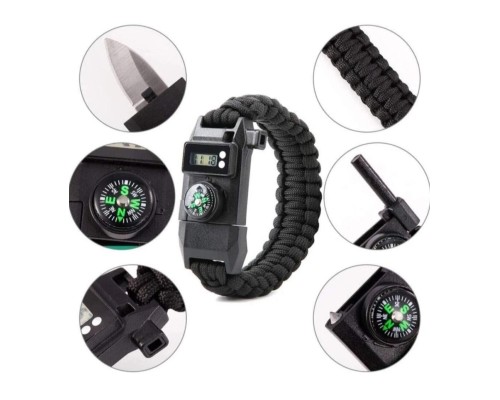Paracord Dijital Saat Düdük Hayatta Kalma Kamp Bilekliği