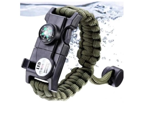 Pusula,Fenerli Yüksek Desibel Düdüklü Hayatta Kalma Kamp Bilekliği - HAKİ